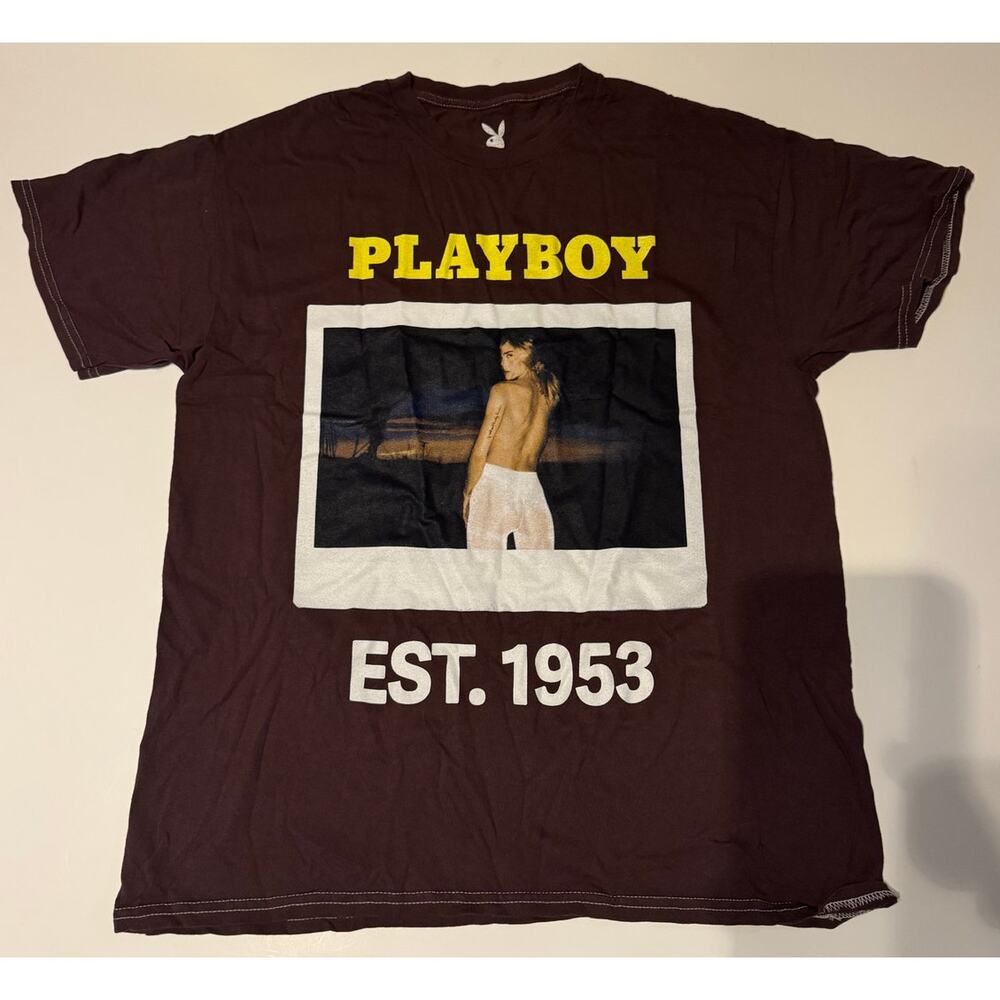 Nwot Fashion Nova Playboy Polaroid Brown Tee